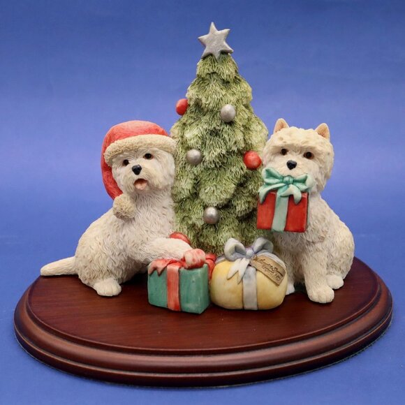 Other - Sherratt & Simpson Westie Dogs w/ Christmas Tree Figurine West Highland Terrier